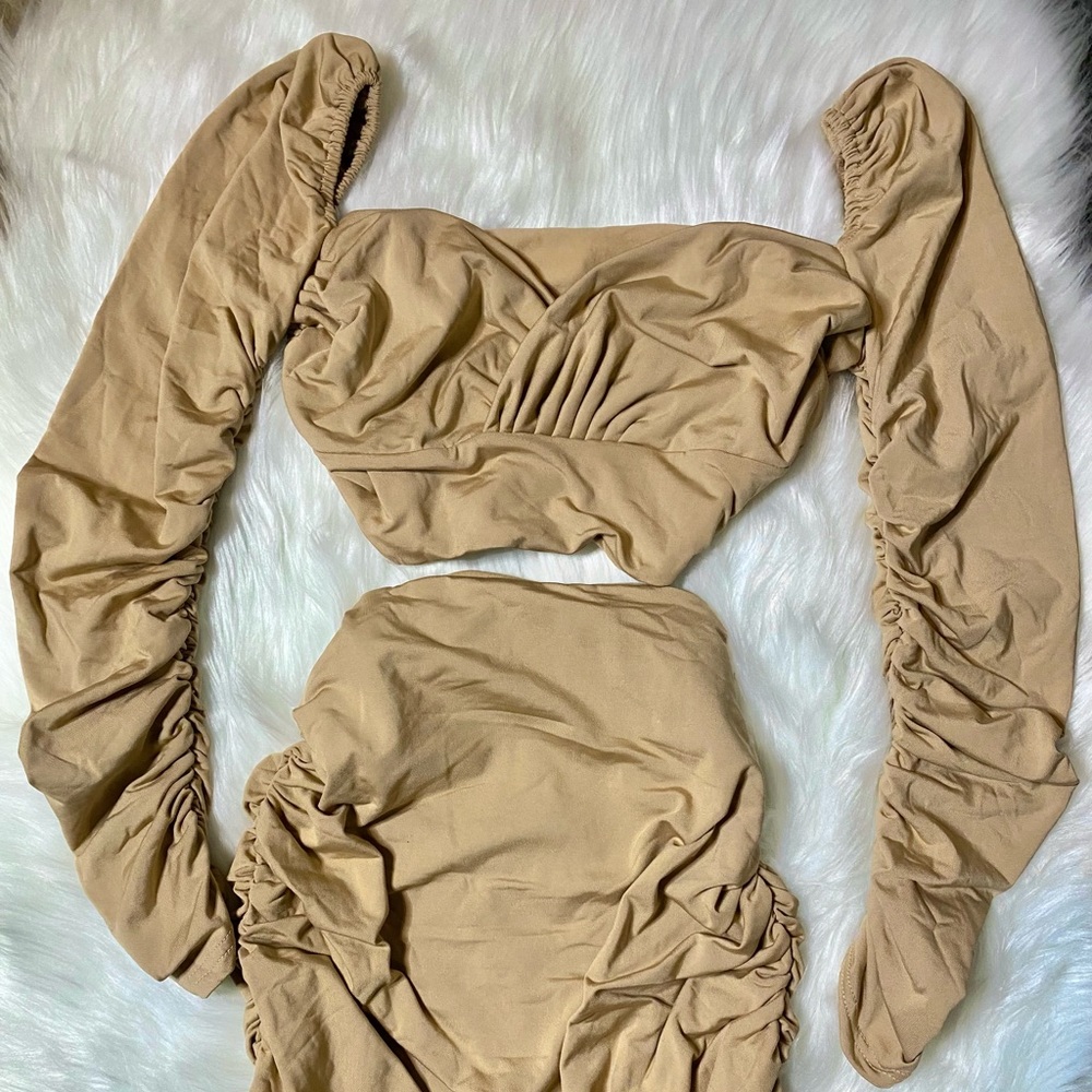 2pc Top/Skirt Set in Khaki